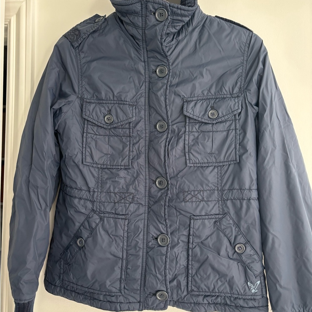 American Eagle Outfitters Navy Quilted Puffer Jacket - Picture 2 of 10